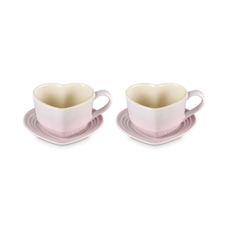 Le Creuset Stoneware Set of 2 Heart Mugs with Saucers image number 6